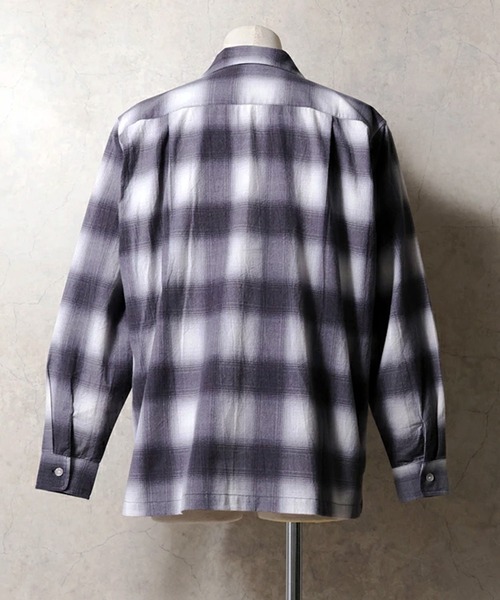 Revo.(レボ)の「【7色展開】HOUSTON ヒューストン PRINT FLANNEL O/C SHIRT プリント フランネル オンブレチェック オープンカラーシャツ 長袖(シャツ/ブラウス・メンズ・パープル/ブラック/レッド/ブラウン/ブルー/グリーン/オレンジ・M/L/XL)」の11枚目の写真