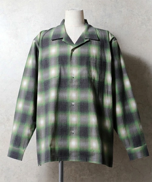 Revo.(レボ)の「【7色展開】HOUSTON ヒューストン PRINT FLANNEL O/C SHIRT プリント フランネル オンブレチェック オープンカラーシャツ 長袖(シャツ/ブラウス・メンズ・パープル/ブラック/レッド/ブラウン/ブルー/グリーン/オレンジ・M/L/XL)」の14枚目の写真