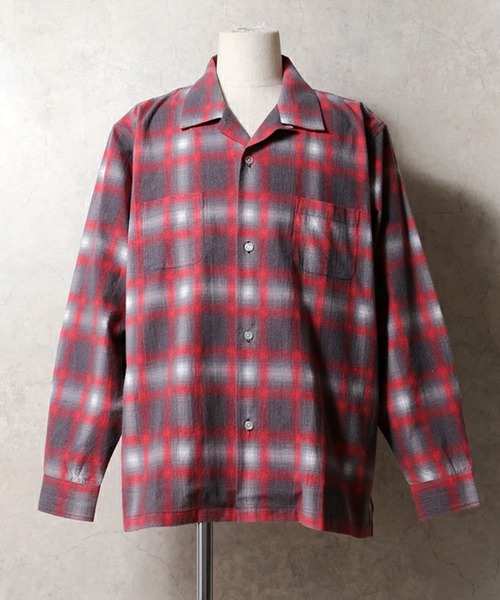 Revo.(レボ)の「【7色展開】HOUSTON ヒューストン PRINT FLANNEL O/C SHIRT プリント フランネル オンブレチェック オープンカラーシャツ 長袖(シャツ/ブラウス・メンズ・パープル/ブラック/レッド/ブラウン/ブルー/グリーン/オレンジ・M/L/XL)」の17枚目の写真