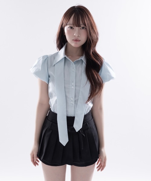 Melviianne(メルヴィアンヌ)の「Con tour fit shirts(シャツ/ブラウス・レディース・White/LT.Blue・SMALL/MEDIUM)」の6枚目の写真