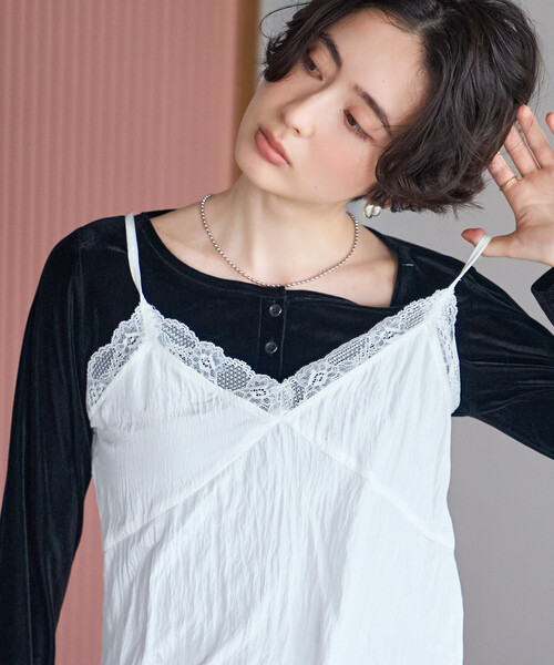 FREAK'S STORE(フリークスストア)の「ワッシャー加工キャミソールワンピース(ワンピース・レディース・モカ/オフホワイト/ブラック・フリ-)」の1枚目の写真