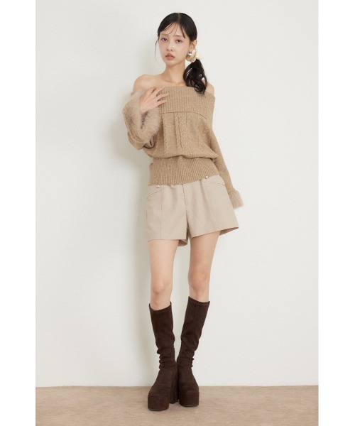 rienda(リエンダ)の「【AW先行アイテム】ポンチョライクオフショルニットトップス 秋服 冬服(ニット/セーター・レディース・ピンク/ベージュ/ホワイト・FREE)」の15枚目の写真