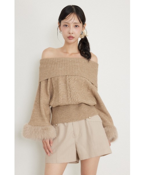 rienda(リエンダ)の「【AW先行アイテム】ポンチョライクオフショルニットトップス 秋服 冬服(ニット/セーター・レディース・ピンク/ベージュ/ホワイト・FREE)」の18枚目の写真