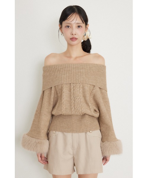 rienda(リエンダ)の「【AW先行アイテム】ポンチョライクオフショルニットトップス 秋服 冬服(ニット/セーター・レディース・ピンク/ベージュ/ホワイト・FREE)」の21枚目の写真