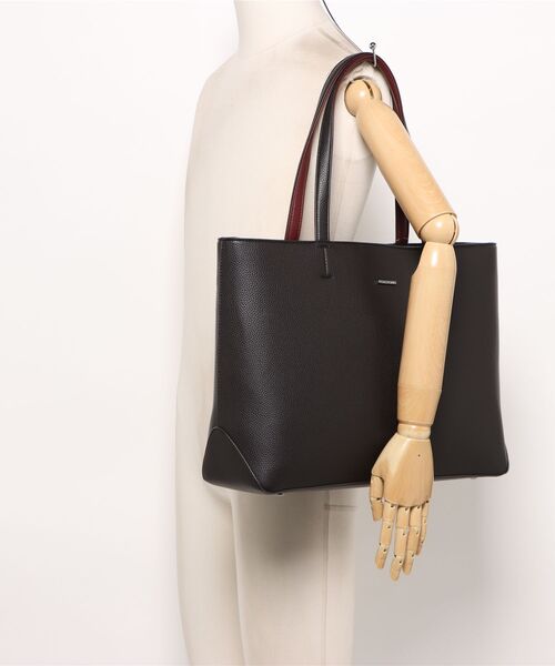 m.f.editorial(エムエフエディトリアル)の「トート バッグ メンズ ビジネス 鞄 A4対応 クッションポケット シュリンク 型押し 合成皮革(トートバッグ・メンズ・ダークウッド・FREE)」の5枚目の写真