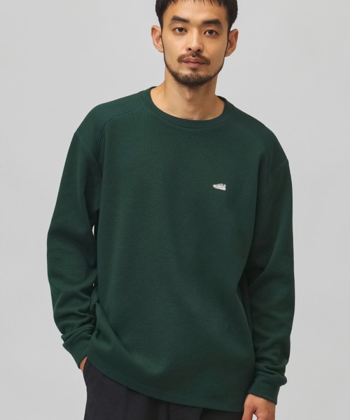 NEW BALANCE(ニューバランス)の「【別注】ニューバランス New Balance ワッフルロングスリーブTシャツシューパッチ 限定コラボ(Tシャツ/カットソー・メンズ・ダークグリーン/ブラック/オフホワイト・M/L/LL/S)」の1枚目の写真