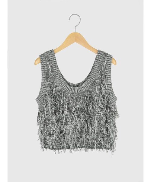FIKA.(フィーカ)の「Loop fringe vest(ベスト・レディース・ブラック/ベージュ系/グレー・MEDIUM)」の1枚目の写真