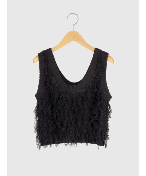 FIKA.(フィーカ)の「Loop fringe vest(ベスト・レディース・ブラック/ベージュ系/グレー・MEDIUM)」の2枚目の写真