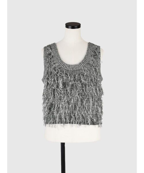 FIKA.(フィーカ)の「Loop fringe vest(ベスト・レディース・ブラック/ベージュ系/グレー・MEDIUM)」の5枚目の写真