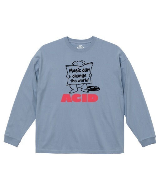NOBOUND(ノーバウンド)の「NOBOUND(ノーバウンド) 長袖Tシャツ メッセージ ロゴ ポップイラスト プリント ビッグシルエット ロンT トップス メンズ ユニセックス(Tシャツ/カットソー・メンズ・ブラック/ホワイト/グレイッシュブルー/ライトアッシュグレー・M/L/XL)」の1枚目の写真