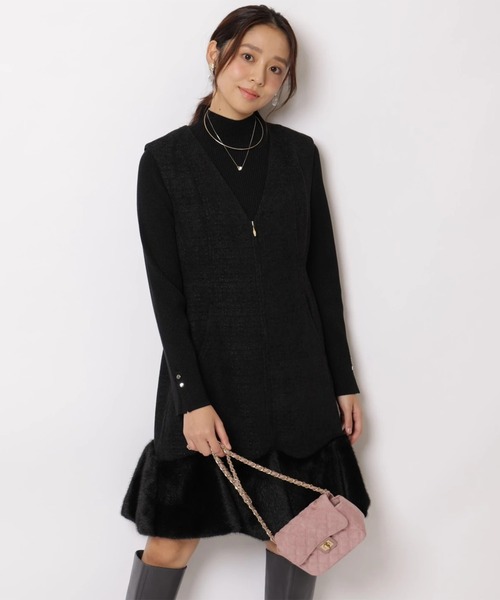 JUSGLITTY(ジャスグリッティー)の「ハイネックラメリブニット(ニット/セーター・レディース・ホワイト/ブラック/ブラウン/グレイッシュベージュ・2)」の6枚目の写真