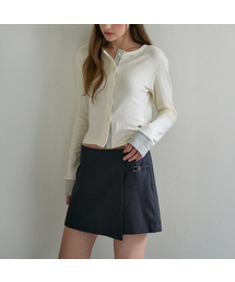 Buckle Wrap Skirt Pants [Charcoal]