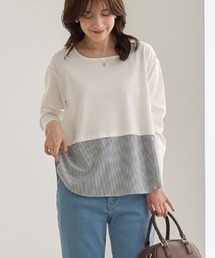 裾切替 ラウンドヘム ロングスリーブ Tシャツ