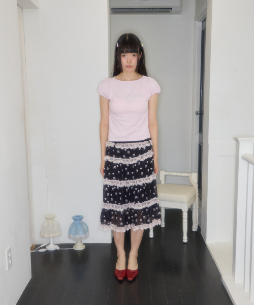 SHAKIRI(シャキリ)の「シャイニングスカルホットフィックストップ(ピンク)(Tシャツ/カットソー・レディース・その他・FREE)」の4枚目の写真