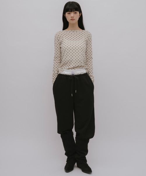 duei（デュイ）の「小花柄フロッキーロングスリーブTシャツ（Tシャツ/カットソー・レディース・グレー/ベージュ/ブラウン・FREE）」の9枚目の写真