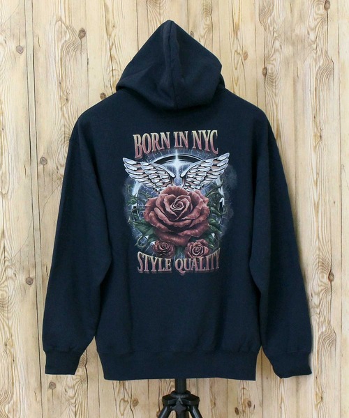 Schott（ショット）の「BORN IN NYC HOODED SWEAT（パーカー・メンズ・ブラック/ネイビー・XL/L/XXL）」の2枚目の写真