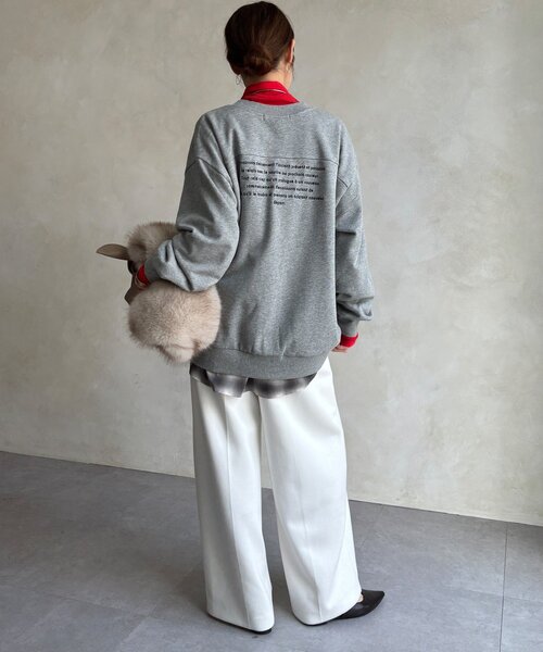 DouDou(ドゥドゥ)の「【WEB限定】裏毛バックロゴスウェットカーディガン(Tシャツ/カットソー・レディース・チャコールグレー/グレー/ブラウン・FREE)」の8枚目の写真