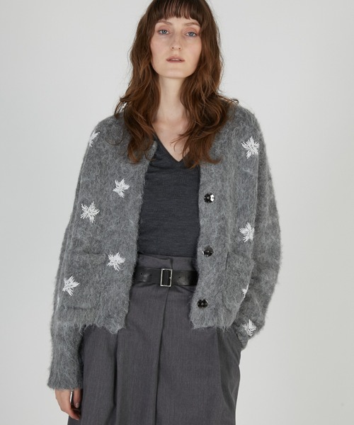 crinkle crinkle crinkle(クリンクルクリンクルクリンクル)の「シャギービーズニットジャケット / 【crinkle crinkle crinkle】 shaggy beads knit jacket(その他アウター・レディース・ブラック/グレー・FREE)」の2枚目の写真