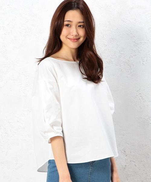 green label relaxing（グリーンレーベルリラクシング）の「CF C Balloon/S PO ブラウス◆（シャツ/ブラウス・レディース・オフホワイト/オリーブ/ライトブルー/ダークグレー/ダークグリーン・FREE）」の2枚目の写真