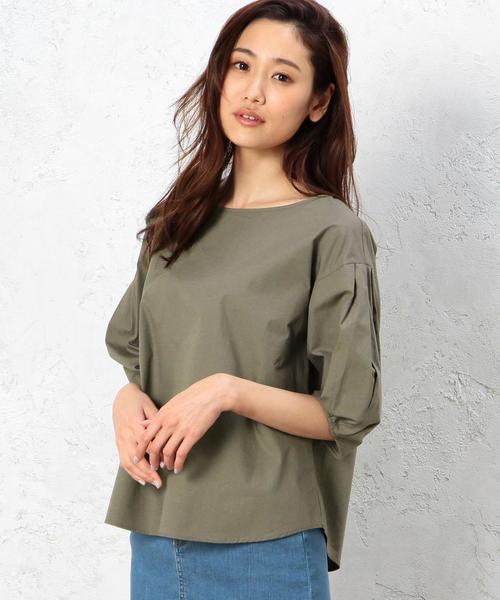 green label relaxing（グリーンレーベルリラクシング）の「CF C Balloon/S PO ブラウス◆（シャツ/ブラウス・レディース・オフホワイト/オリーブ/ライトブルー/ダークグレー/ダークグリーン・FREE）」の4枚目の写真
