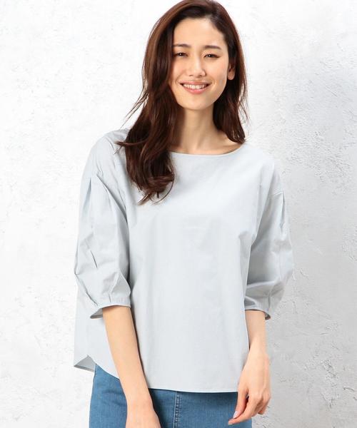green label relaxing（グリーンレーベルリラクシング）の「CF C Balloon/S PO ブラウス◆（シャツ/ブラウス・レディース・オフホワイト/オリーブ/ライトブルー/ダークグレー/ダークグリーン・FREE）」の5枚目の写真