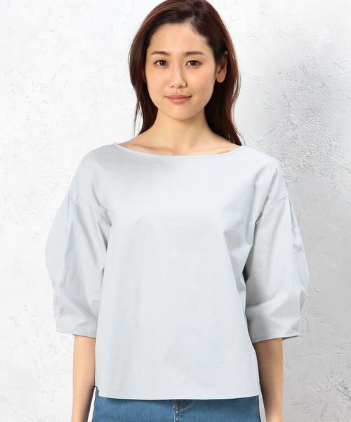 green label relaxing（グリーンレーベルリラクシング）の「CF C Balloon/S PO ブラウス◆（シャツ/ブラウス・レディース・オフホワイト/オリーブ/ライトブルー/ダークグレー/ダークグリーン・FREE）」の7枚目の写真