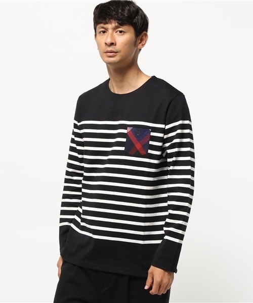 BLACK LABEL CRESTBRIDGE（ブラックレーベル・クレストブリッジ）の「パネルバスク ロンＴ（Tシャツ/カットソー・メンズ・オフホワイト/グレー/ネイビー/ブラック・L/LL/M）」の2枚目の写真