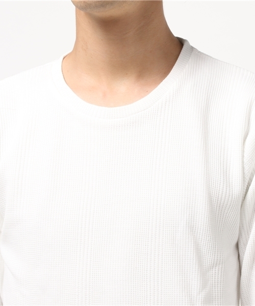 VENCEEXCHANGE（ヴァンスエクスチェンジ）の「【BITTER11月号 掲載商品】 ワッフルロング丈長袖Tシャツ（Tシャツ/カットソー・メンズ・ブラック/オフホワイト/グレー・MEDIUM/LARGE）」の6枚目の写真