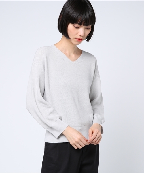 N.（N. Natural Beauty Basic）（エヌエヌナチュラルビューティーベーシック）の「ハイゲージアゼVネックニット（ニット/セーター・レディース・グレー/ブルー/ピンク/ホワイト/ライトグリーン・MEDIUM）」の20枚目の写真