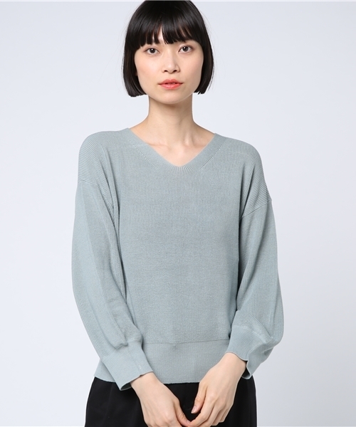 N.（N. Natural Beauty Basic）（エヌエヌナチュラルビューティーベーシック）の「ハイゲージアゼVネックニット（ニット/セーター・レディース・グレー/ブルー/ピンク/ホワイト/ライトグリーン・MEDIUM）」の21枚目の写真