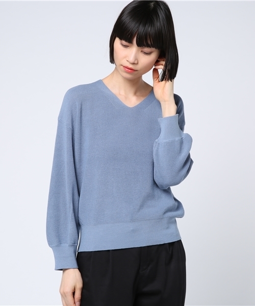 N.（N. Natural Beauty Basic）（エヌエヌナチュラルビューティーベーシック）の「ハイゲージアゼVネックニット（ニット/セーター・レディース・グレー/ブルー/ピンク/ホワイト/ライトグリーン・MEDIUM）」の22枚目の写真
