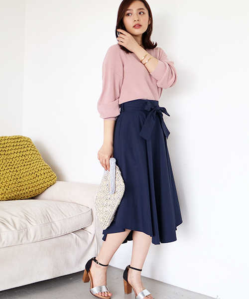 N.（N. Natural Beauty Basic）（エヌエヌナチュラルビューティーベーシック）の「ハイゲージアゼVネックニット（ニット/セーター・レディース・グレー/ブルー/ピンク/ホワイト/ライトグリーン・MEDIUM）」の17枚目の写真