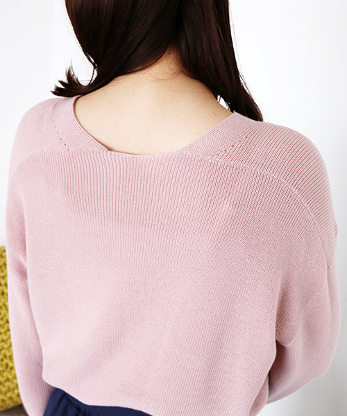 N.（N. Natural Beauty Basic）（エヌエヌナチュラルビューティーベーシック）の「ハイゲージアゼVネックニット（ニット/セーター・レディース・グレー/ブルー/ピンク/ホワイト/ライトグリーン・MEDIUM）」の10枚目の写真