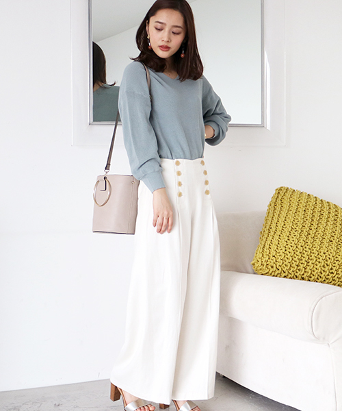 N.（N. Natural Beauty Basic）（エヌエヌナチュラルビューティーベーシック）の「ハイゲージアゼVネックニット（ニット/セーター・レディース・グレー/ブルー/ピンク/ホワイト/ライトグリーン・MEDIUM）」の11枚目の写真