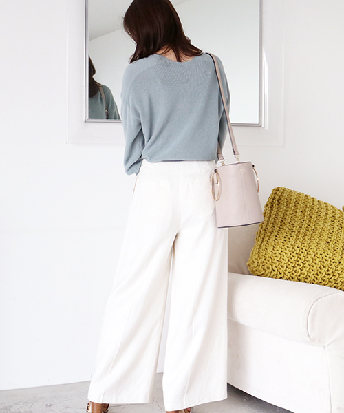 N.（N. Natural Beauty Basic）（エヌエヌナチュラルビューティーベーシック）の「ハイゲージアゼVネックニット（ニット/セーター・レディース・グレー/ブルー/ピンク/ホワイト/ライトグリーン・MEDIUM）」の13枚目の写真