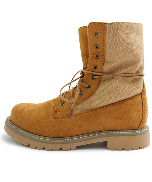 ベージュ スエード ロールトップブーツ glabella（グラベラ）の「ロールトップワークブーツ（ブーツ）」 - WEAR