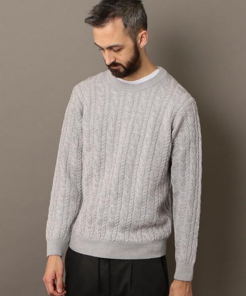 BEAUTY&YOUTH UNITED ARROWS（ビューティーアンドユースユナイテッドアローズ）の「BY ウォッシャブル ノーブル ケーブル ニット ◆（ニット/セーター・メンズ・ネイビー/ワインレッド/ライトグレー・LARGE/X-LARGE/MEDIUM/SMALL）」の2枚目の写真