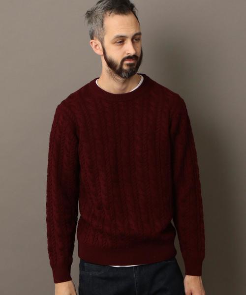 BEAUTY&YOUTH UNITED ARROWS（ビューティーアンドユースユナイテッドアローズ）の「BY ウォッシャブル ノーブル ケーブル ニット ◆（ニット/セーター・メンズ・ネイビー/ワインレッド/ライトグレー・LARGE/X-LARGE/MEDIUM/SMALL）」の3枚目の写真