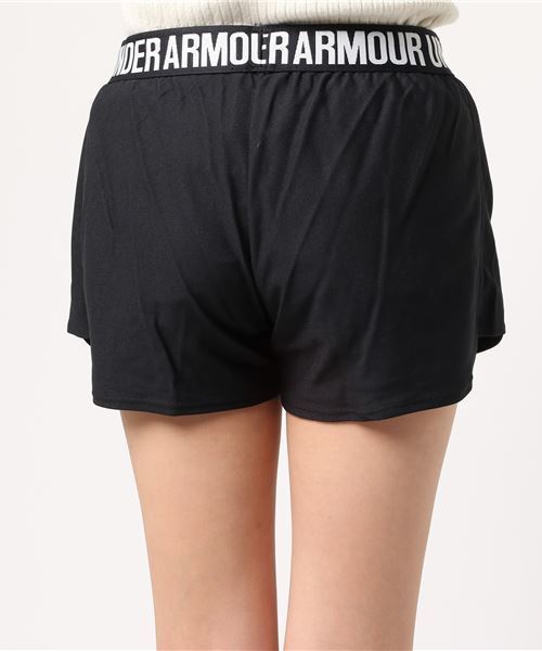 UNDER ARMOUR（アンダーアーマー）の「ジャージハーフパンツ UA PLAY UP SHORT（その他パンツ・レディース・グレー/ブラック×ホワイト・L/LL/M/S）」の4枚目の写真