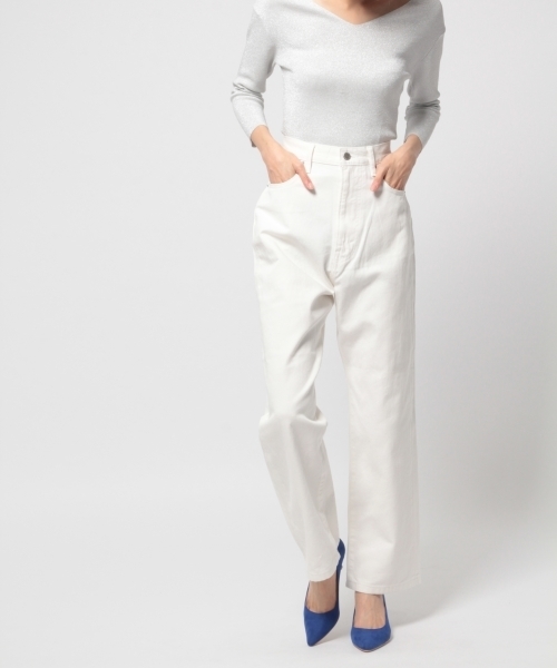 BLISS POINT（ブリスポイント）の「【Sサイズ展開】デニムカラーワイドパンツ/779887（デニムパンツ・レディース・ブルー/ホワイト/ライトブルー/ネイビー・MEDIUM/SMALL/LARGE）」の2枚目の写真