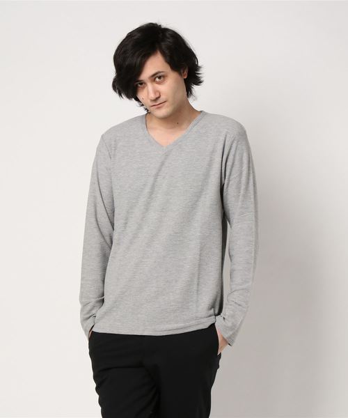 ivory court（アイボリーコート）の「700 ヘンケイテンジクVネック ロングスリーブ（Tシャツ/カットソー・メンズ・ブラック/グレー/ホワイト・LARGE/MEDIUM）」の3枚目の写真