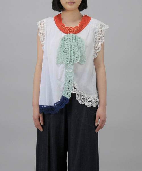 ツモリチサト　半袖ブラウス ツモリチサトTSUMORI CHISATO コットンハート刺繍デザイン