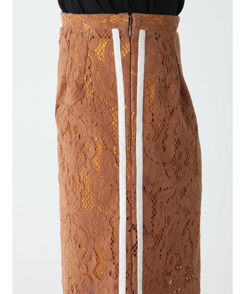 MURUA(ムルーア)の「フロッキーレース ペンシルスカート(スカート・レディース・ブラック/ボルドー/キャメル・1/2)」の10枚目の写真