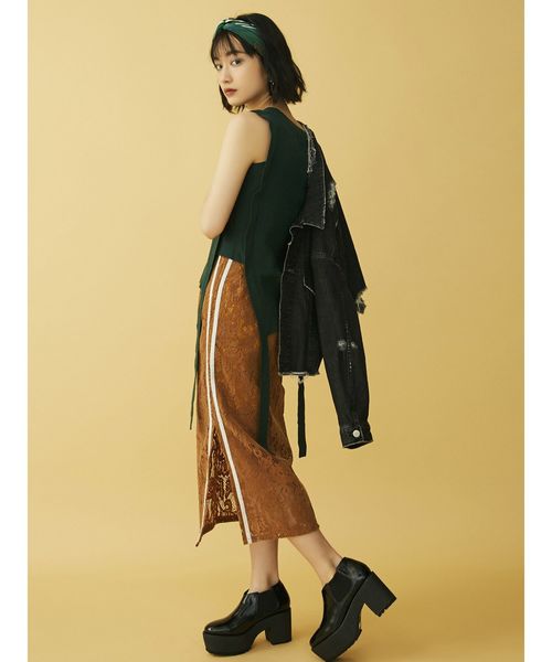MURUA(ムルーア)の「フロッキーレース ペンシルスカート(スカート・レディース・ブラック/ボルドー/キャメル・1/2)」の17枚目の写真