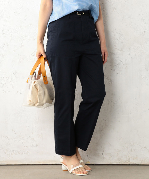 Cheek（チーク）の「綿ストレッチチノベイカーパンツ（チノパンツ・レディース・ブラウン/グリーン/ネイビー・SMALL/MEDIUM）」の3枚目の写真