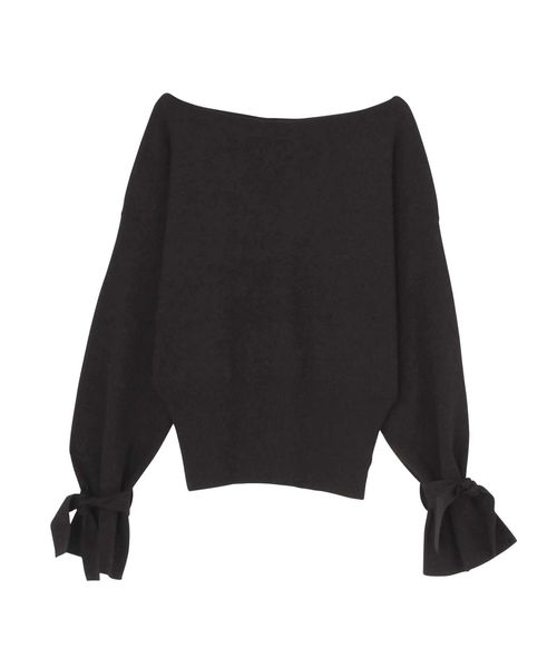 LAGUNAMOON(ラグナムーン)の「ウエストリブボートネックニットプルオーバー(ニット/セーター・レディース・ブラック/ピンク/ブルー/ベージュ・FREE)」の2枚目の写真