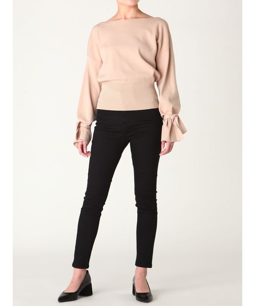 LAGUNAMOON(ラグナムーン)の「ウエストリブボートネックニットプルオーバー(ニット/セーター・レディース・ブラック/ピンク/ブルー/ベージュ・FREE)」の5枚目の写真