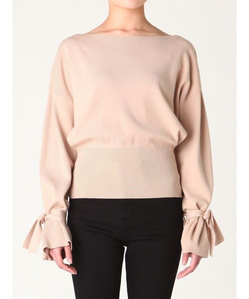 LAGUNAMOON(ラグナムーン)の「ウエストリブボートネックニットプルオーバー(ニット/セーター・レディース・ブラック/ピンク/ブルー/ベージュ・FREE)」の6枚目の写真