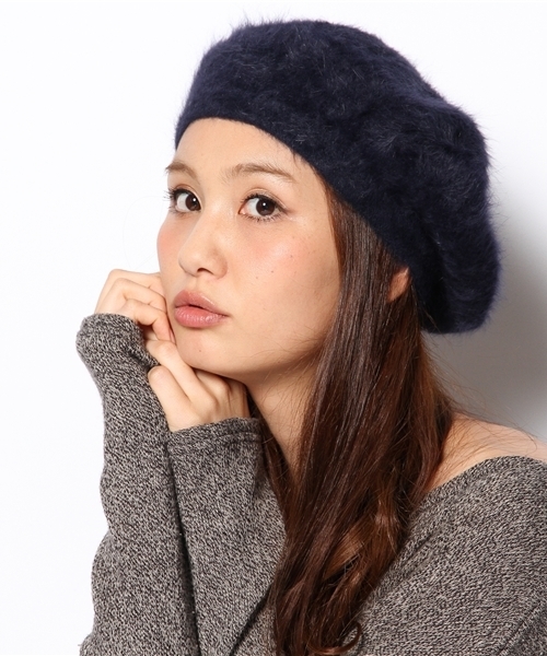 Ray BEAMS（レイビームス）の「□Ray BEAMS / アンゴラファー ベレー（ハンチング/ベレー帽・レディース・ライトグレー/ベージュ/ピンク/ネイビー・ONE SIZE）」の3枚目の写真