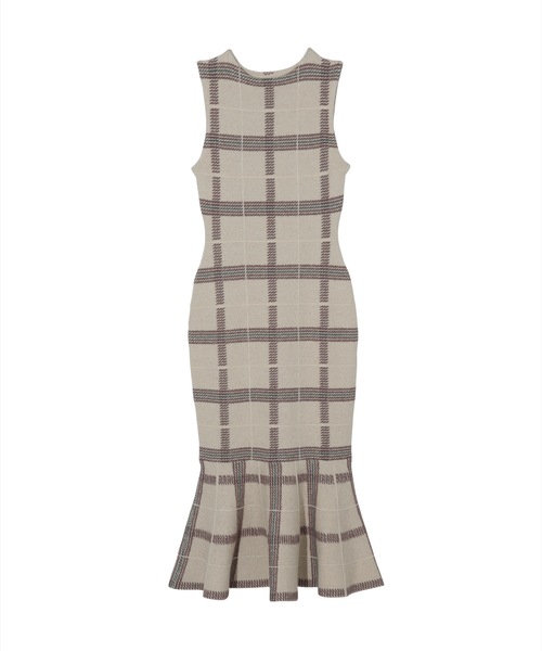 EIMY ISTOIRE（エイミーイストワール）の「チェックステッチマーメイドニットワンピース（ワンピース・レディース・ブラック/ベージュ/ピンク・FREE）」の10枚目の写真